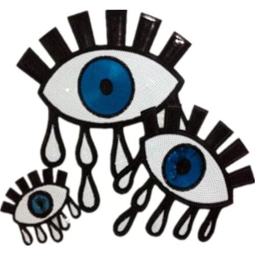 50pcs/Lot Embroidery Patches Letters Clothing Decoration Accessories Silver White Tears Diy Iron Heat Transfer Applique