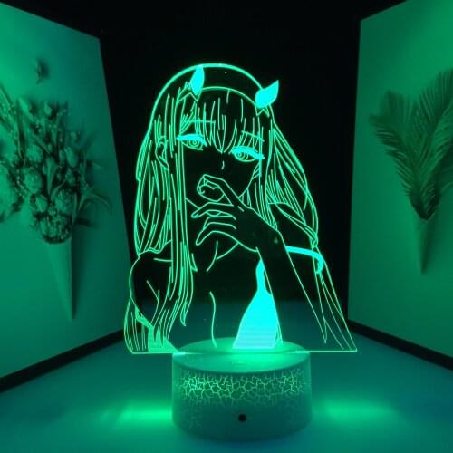 Zero Two Figure Anime 3D Nightlight Child Bedroom Decor Light Manga Kids Gift Night Light Girls Manga Table Lamp Dropshipping
