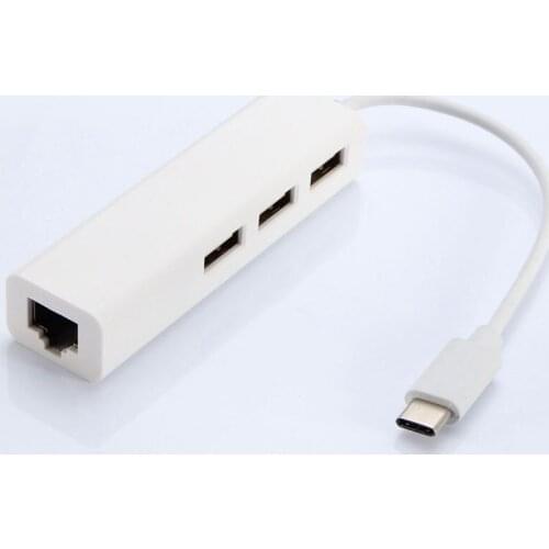 New 3 port Type-C USB 3.Fast Ethernet +USB 2.0 HUB 10 /100MB RJ45 USB LAN Adapter Wired Network Card For Win7 Android For Mac 7