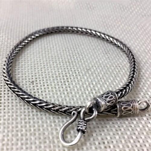 New Rich And Honorable 925 Sterling Silver Bracelet 3.1mm Retro Fashion Mens And Womens Fashion Trendy Handmade Woven Jewelry
