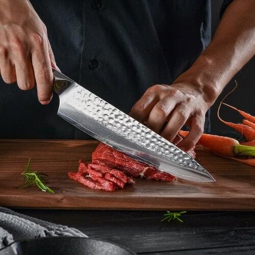 Hot sale 8.5 inch Kitchen Chef Knife VG10 Damascus Steel Knive Hammer Stripe Cleaver Hand made Kitchen Tool wood Kitchen knifes