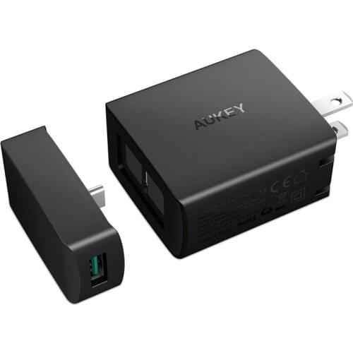 US Plug Original AUKEY Fast Charger Amp PD 2.0 with 3 Port USB C or A Fast Phone Charger Ultra-Compact Design for Iphone iPad