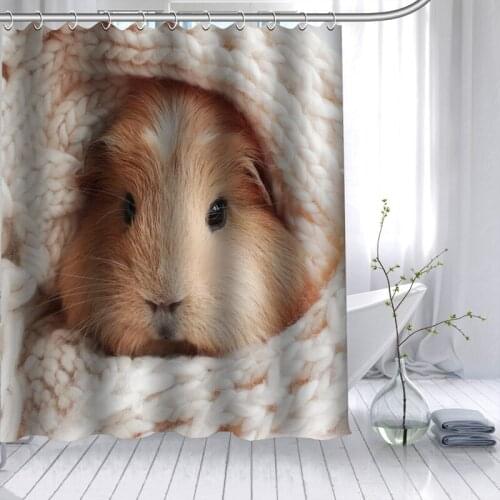 Custom Guinea Pig Shower Curtain 3D Waterproof Polyester Fabric Bath Curtain High Defintion Printing 12 Hooks For The Bathroom
