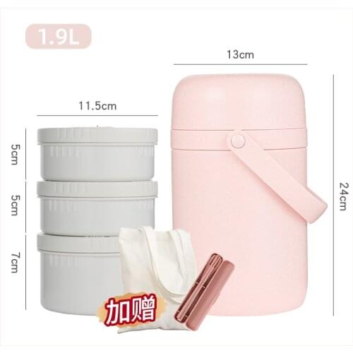 Portable Insulation Pot 316 Stainless Steel Kawaii Lunch Box Pink Home Picnic Food Warmer Fiambrera Food Packaging ED50TH