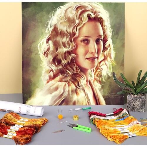 Portrait Wake Up. Printed Fabric 11CT Cross-Stitch DIY Embroidery Set DMC Threads Sewing Craft Handicraft Promotions