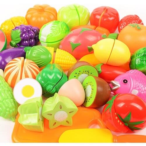 Pretend Play Food Toys Cutting Fruit Vegetable Cooking Set Children Kitchen Toys Plastic Miniature Food for Dolls Girls Gift