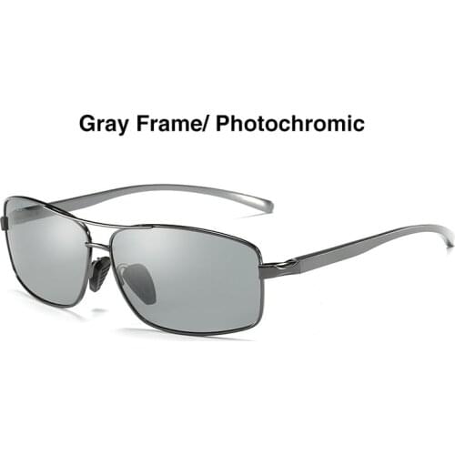 AORON Aluminum magnesium Leg Sunglasses Photochromic Polarized Mens Sunglasses Classic Rectangle Sun Glasses UV400 2458