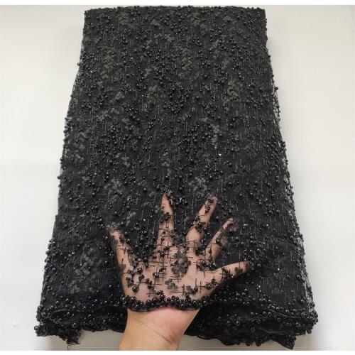 Morden design African French Lace Fabric with beads good Quality embroidered Lace Fabric for bridal dress Z0283