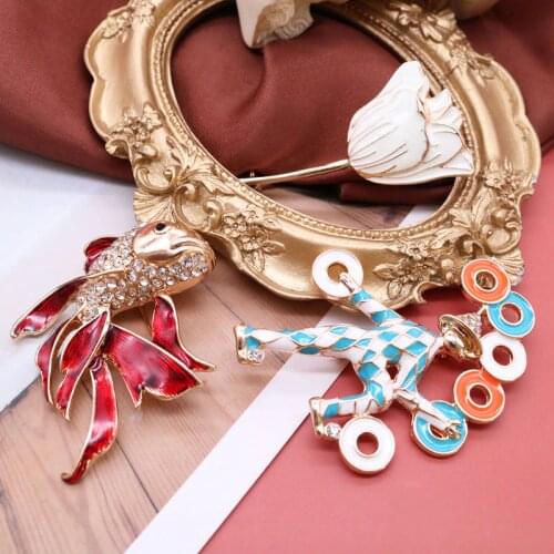 Stylishly Brooches Enamel Fish Flower Plant Colorful Decoration Clothing Accessories For Women Girls