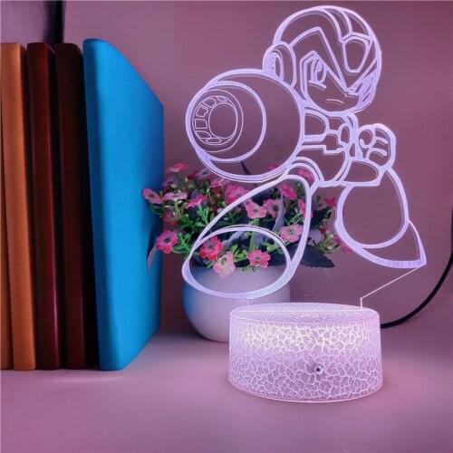 RGB Color Night Light LED Mega Man Figure 3D Desk Lamp Anime Nightlight APP Control Club Gaming Room Decoration Teenagers Gift