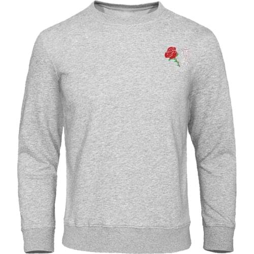 2019 Autumn Winter Hoodie Sweatshirt Japanese Aesthetic Rose Print Pullover Men Harajuku Streetwear Fleece Warm Mens Sweatshirts