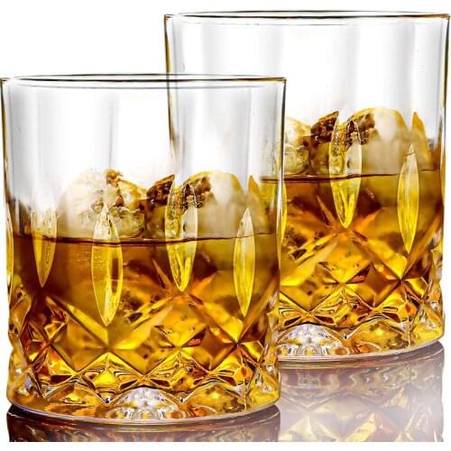 Premium Lead Free Crystal Whiskey Glasses,10oz Rock Style Old Fashioned Glasses Perfect for Scotch,Cognac, Bourbon, Irish Whisky