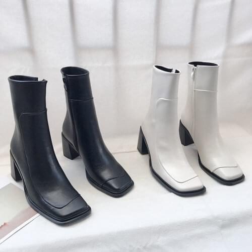 Party Short Boots Retro Black Booties Woman Winter Autumn Western Boots Women 2021 Fashion Ankle Cowboy Boots White Shoes Woman