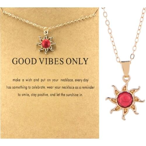 Fashion Women Long Chain Red sun Pendant necklace chain necklace Choker Necklace Jewelry Gift