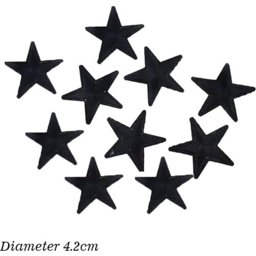Star Embroidery Sew Iron on Patch Badge Clothes Applique Bag Fabric 4.2cm Cloth Sticker Applique Garment Accessories 10pcs/bag