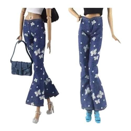 Cosplay 1/6 Fashion Butterfly Jeans Pants Doll Trousers For Barbie Clothes Casual Wears Bottoms 30cm Dolls Accessories Girl Toys