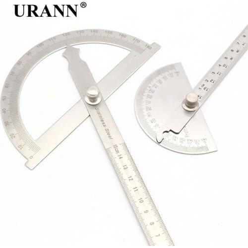 URANN 1 Pcs 180 Degree 100/145/150mm Stainless Steel Protractor Angle Ruler For Woodworking Measuring Tool