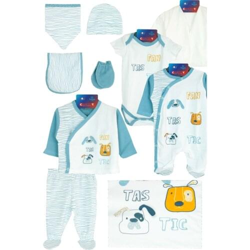 Newborn Baby Boy 10 Piece Hospital Output The Zibin Set Dog pattern 100% Cotton Baby Hospital Outfit Baby Set 0-3 9,9-12months