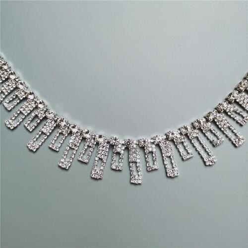 30cm Rhinestone Crystal Chain Bling Diamante Diamond Trim Ribbon Gem Sparkle 1.18" Width Wedding Dress Necklace Applique