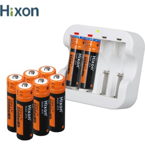 8pc 3500mWh 1.5V AA Li-Ion Rechargeable Battery 4 Slot Charger, For Mouse、Microphone、Alarm Clock, Toothbrushes