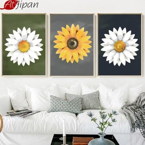 Atfipan Abstract Chrysanthemum Canvas Painting Nordic Poster Plant Watercolor Pop Art Wall Pictures For Living Room Decor Art