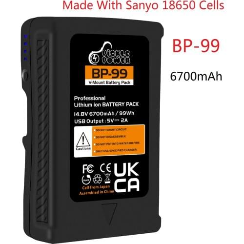 Long-lasting V-Mount Battery Made with Sanyo Cells 14.8V 6700mAh BP-99 Battery for Video Camcorder Broadcast LED Light