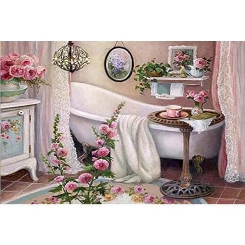 LUOVIZEM DIY 5D Diamond Painting Bathroom Landscape Full Square/Round Drill Mosaic Embroidery Cross Stitch Home Decor Picture