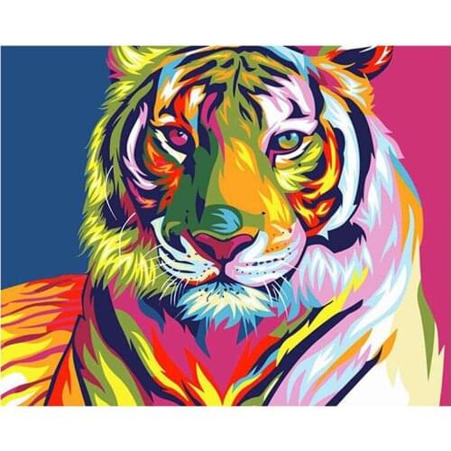 New Diy Diamond Painting Cross Stitch Color Tiger Full Square Round Diamond Embroidery Home Decor Mosaic Needlework Rhinestones