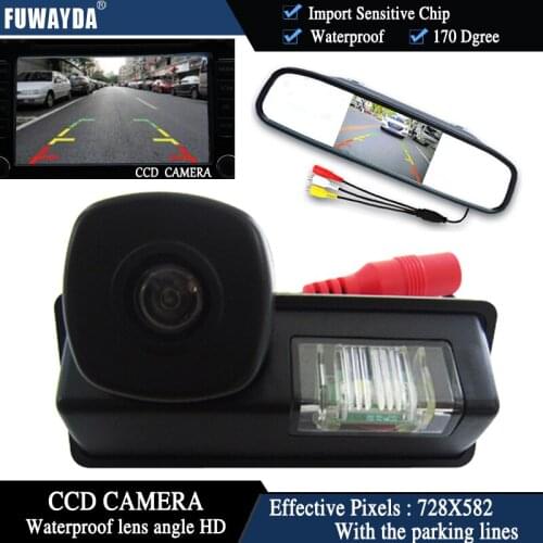 FUWAYDA Color CCD Chip Car Rear View Camera for Nissan Maxima Cefiro Teana Paladin Tiida Sylphy+4.3 Inch rearview Mirror Monitor