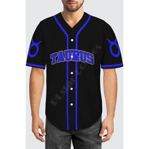Baseball Jersey Beach Summer Taurus 3D All Over Printed Mens Shirt Casual Shirts hip hop Black tops 08