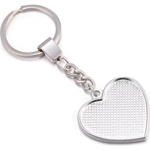 5pcs 30mm Double-sided heart Cabochon Blank Keychain Setting Pendant Base DIY Jewelry Making Handmade Jewellery Accessories