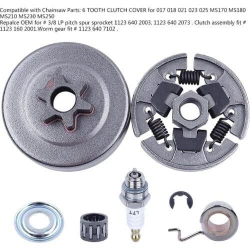 Chainsaw 3/8" Clutch Drum Rim Sprocket Kit Compatible with MS210 MS230 MS250 017 018 Replacement Parts R7UB