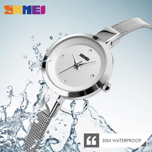 2018 New Fashion SKMEI Luxury Ladies Watch Women Watch Stainless Steel Thin Strap Female Quartz Wristwatch Relogio Feminino