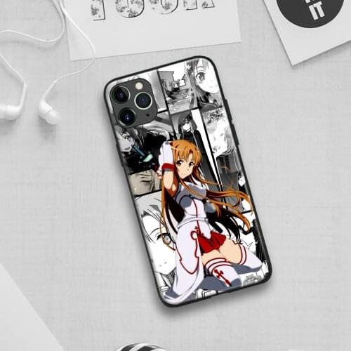 Yuuki Asuna Sword Art Online anime Soft Silicone Glass Phone Case for IPhone SE 6s 7 8 Plus X Xr Xs 11 12 Mini Pro Max Samsung