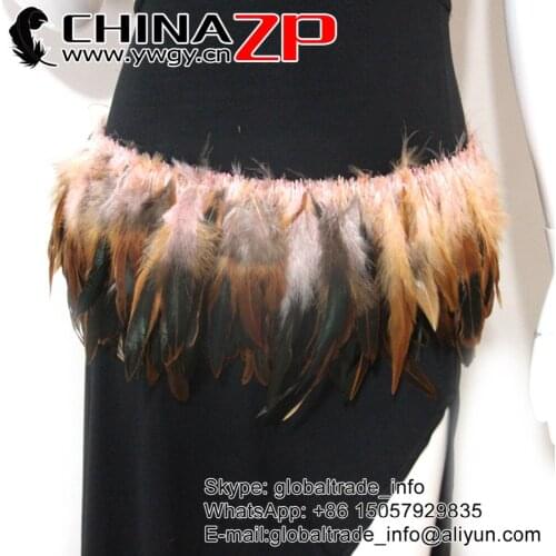 CHINAZP Factory Wholesale Price 5-8 Inch 800pieces/bundle Unique Dyed Baby Pink Half Bronze Coque Tail Strung Feathers