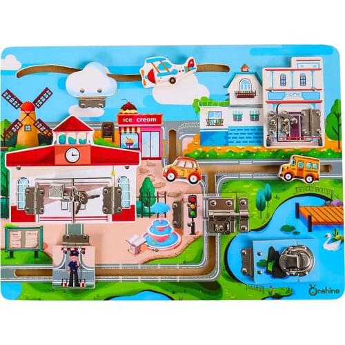 Montessori Latch Board for toddlers Childrens unlocking Infant & Toddler toys Teaching Materials