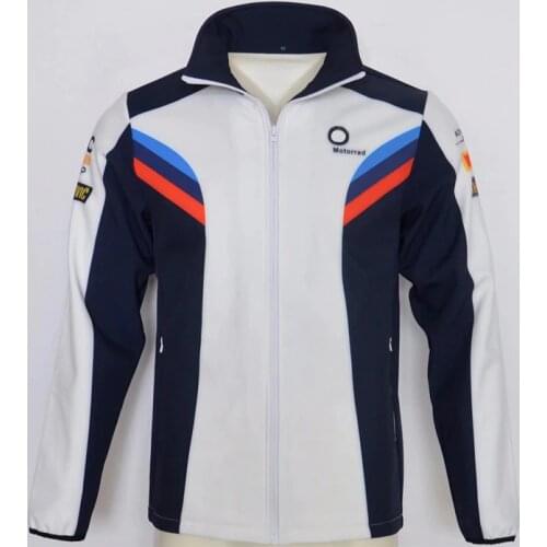 Motocross Motorcycle Street Bike Full Zip Fleece Sweatshirt For BMW Motorrad WorldSBK Team Racing Cotton Jacket Blue Motocross
