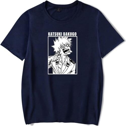 Hot Anime Cartoon My Hero Academia Bakugou Katsuki Printed Short Sleeves T-shirt Men Women O-neck Streetwear Dropshipping Top