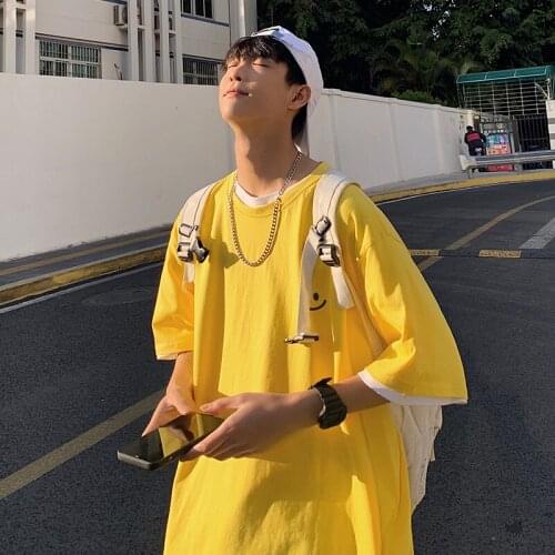 T-shirts Man Summer Popular Logo Loose and Simple Top In HK Style Casual Solid Color O-Neck Oversized T Shirt Men Clothing