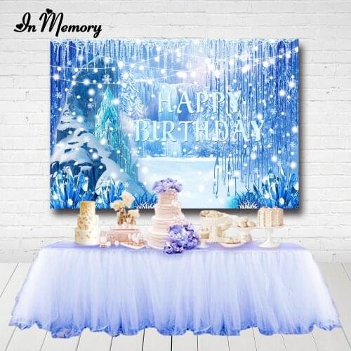 InMemory Winter Frozen Girls Birthday Party Backdrops Snow Bokeh Wedding Photography Backgrounds Custom Photocall