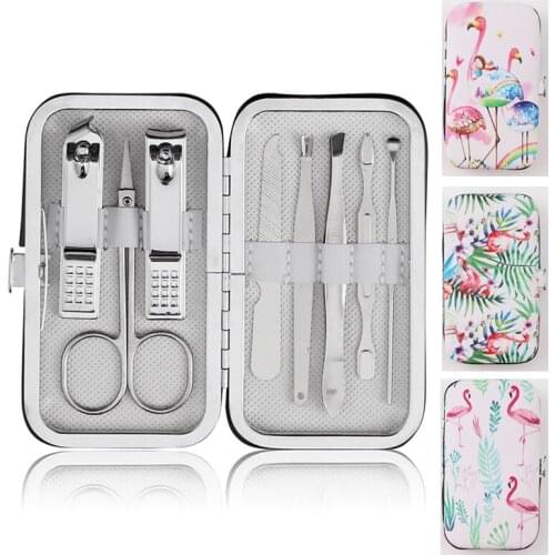 Stainless Nail Care 8 Piece Cutter Cuticle Clipper Manicure Pedicure Kit Case Gift Set Nail Trimmer High Quality Toe Nail Clippe