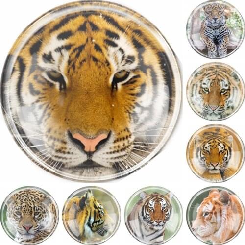 New Handmade 6 Size Glass Tiger And Leopard Flatback Camo Cabochon Domed DIY Jewelry Charm Photo Pendant Setting
