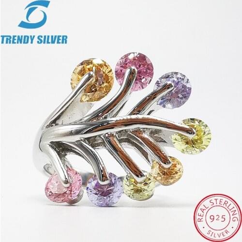 Vintage rings silver real 925 sterling jewelry for women rose gold with stone zircon solid elegant