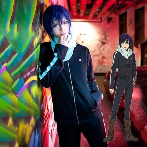 Anime Noragami Yato Cosplay Wig and Costume Halloween Party Free Shipping (Jackets Pants Scarf) High Quality Set of Sportswear