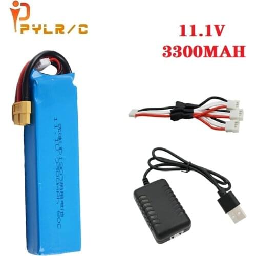 11.1V 3300mAh lipo battery with usb for large capacity 3S RC boat battery for UDI 903/908 brushless speedboat model aircraft