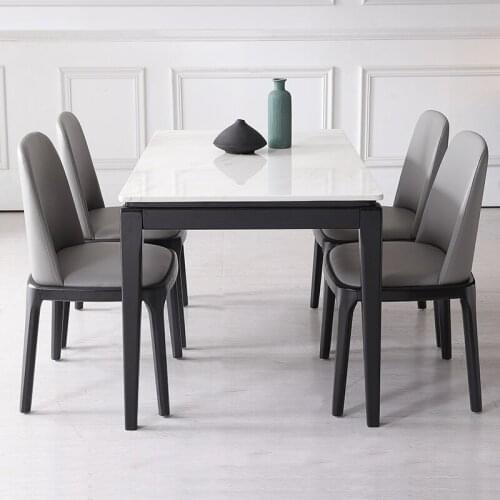 Marble dining table rectangular Nordic home small apartment dining table 4 people modern simple solid wood
