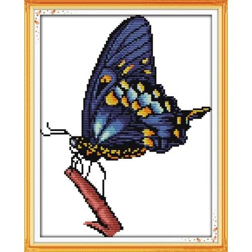 The blue butterfly cross stitch kit cartoon Aida count 18ct 14ct 11ct print embroidery DIY handmade needlework supplies bag