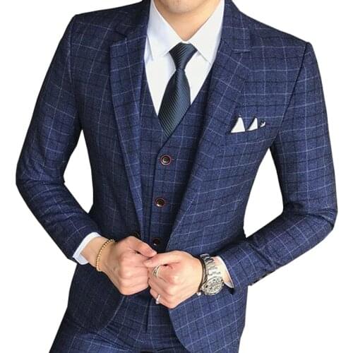 Size S-5X ( 1Piece Jacket ) New Mens Fashion Boutique Lattice Business Casual Blazer Groom Wedding Dress Formal Blazer Men Coat