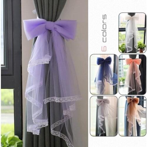 Simple Modern Sheer Gauze Bowknot Curtain Buckle Straps Bow Knot Curtain Holders Tieback Clip Home Bedroom Curtain Accessories