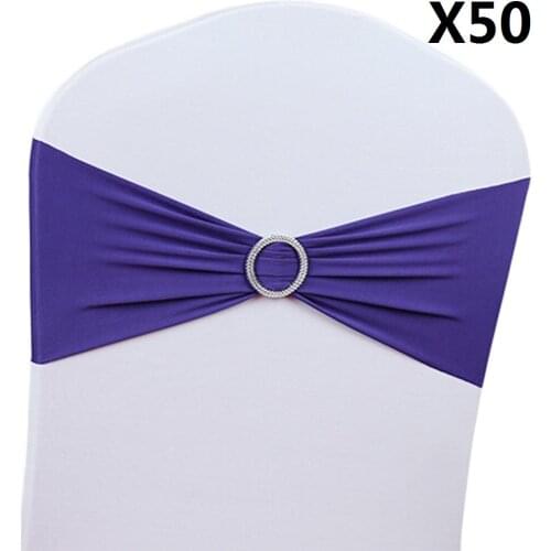 Hot Sale 50pcs/Lot Spandex Sashes Stretch Wedding Chair Cover Band With Buckle Slider Sashes Bow Decorations For Wedding Banquet